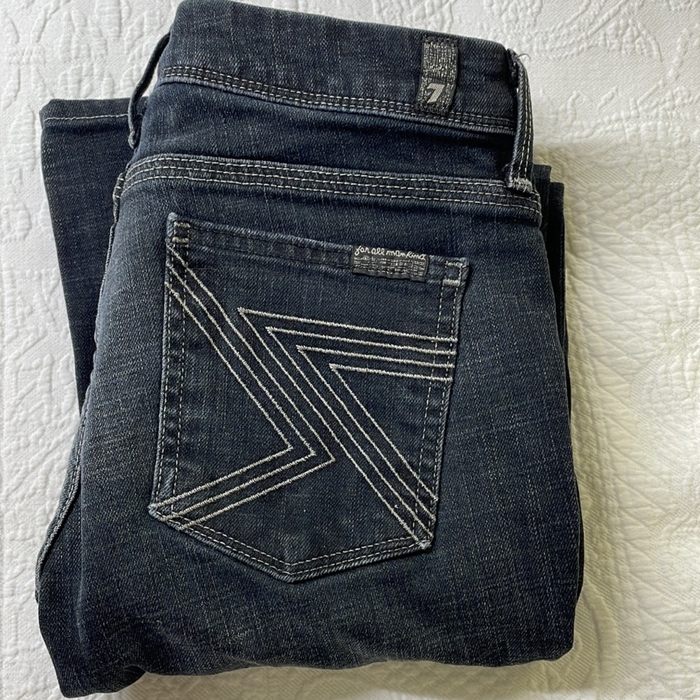 ⭐️7 for all mankind Wimans Black Flynt Jeans SZ 26 EUC
